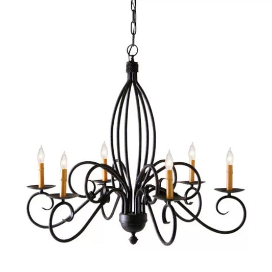 2nd Ave Lighting Squire 36" 6-Faux Candlelights Chestnut Chandelier