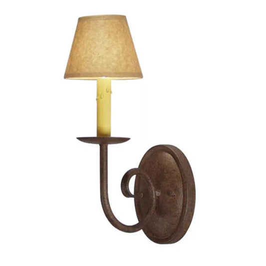 2nd Ave Lighting Squire 5" 1-Light E12 Base Parchment Shade Cajun Spice Wall Sconce