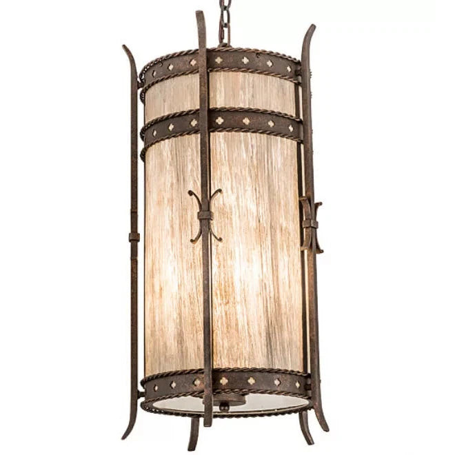 2nd Ave Lighting Stanza 15" Handpainted Ivory Idalight Lens Gilded Tobacco Pendant Light