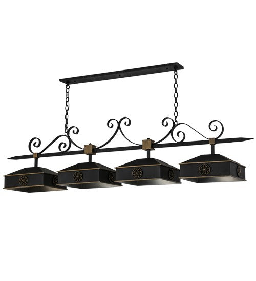 2nd Ave Lighting Stefano 78” Long 4 LT Island Pendant in Blackwash With Gold Accents