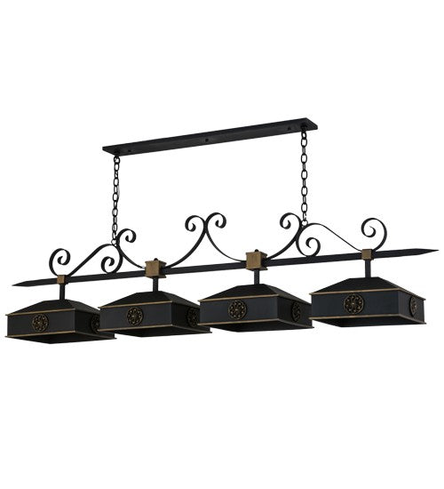 2nd Ave Lighting Stefano 78” Long 4 LT Island Pendant in Blackwash With Gold Accents