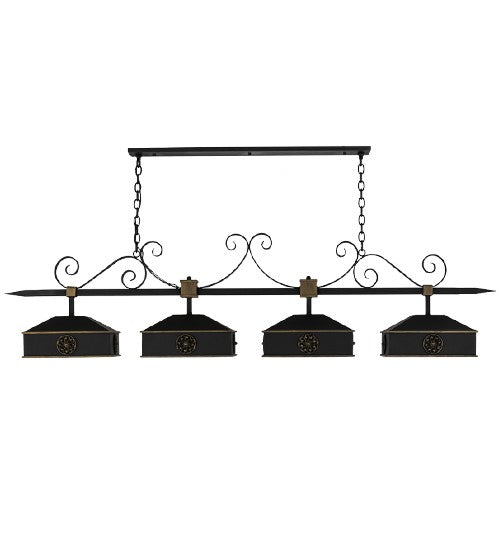 2nd Ave Lighting Stefano 78” Long 4 LT Island Pendant in Blackwash With Gold Accents