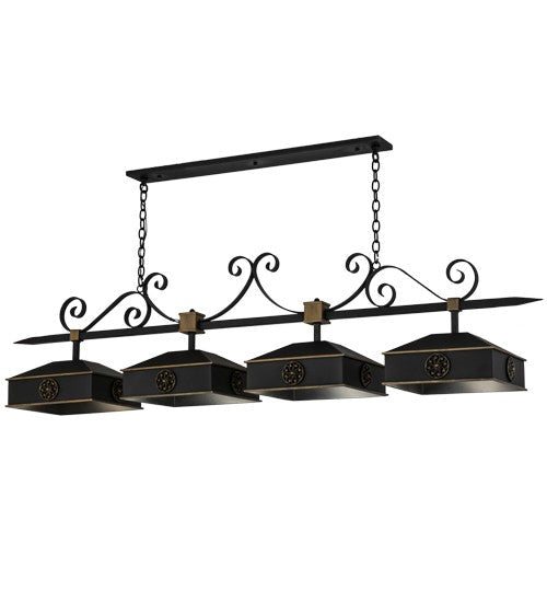 2nd Ave Lighting Stefano 78” Long 4 LT Island Pendant in Blackwash With Gold Accents