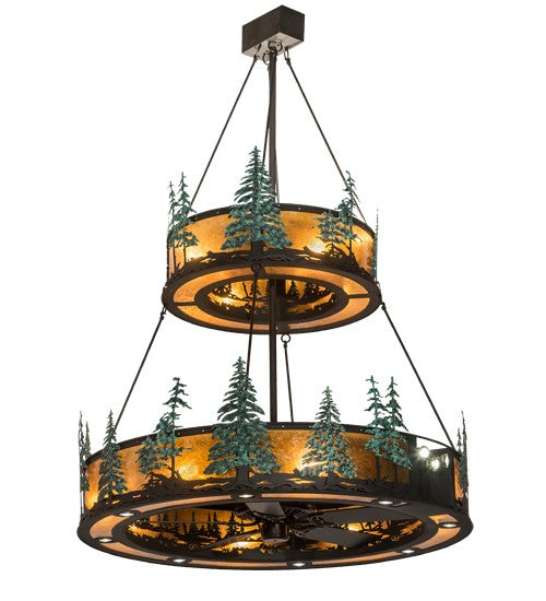 2nd Ave Lighting Tall Pines 55" Chandel-Air With Textured Black Green Trees Finish