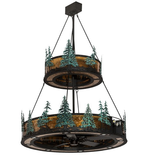 2nd Ave Lighting Tall Pines 55" Chandel-Air With Textured Black Green Trees Finish