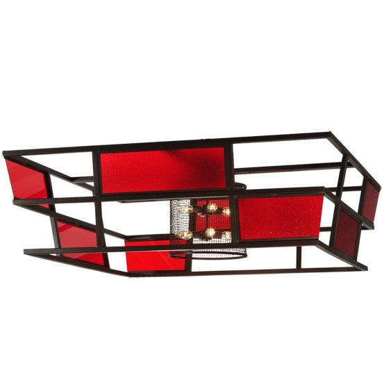 2nd Ave Lighting Tavern 60" Red Block Acrylic Flushmount With Rust Finish