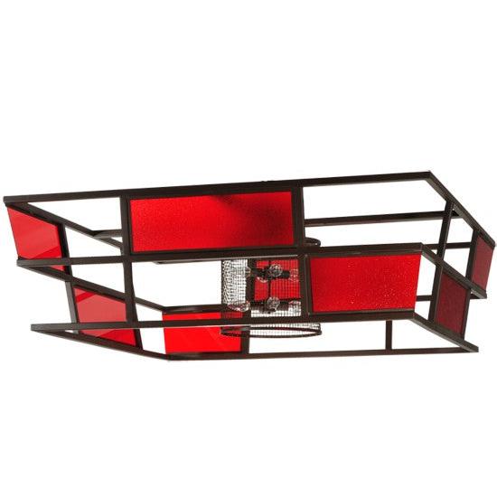 2nd Ave Lighting Tavern 60" Red Block Acrylic Flushmount With Rust Finish
