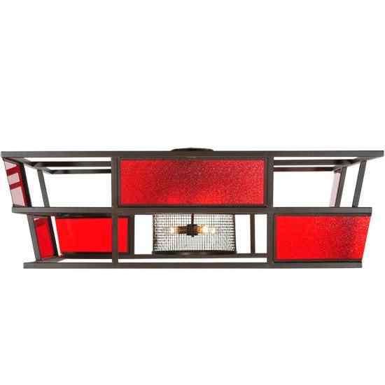 2nd Ave Lighting Tavern 60" Red Block Acrylic Flushmount With Rust Finish