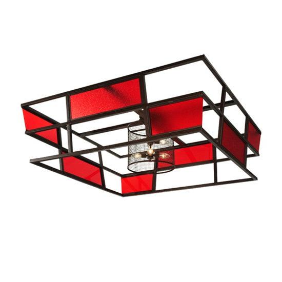 2nd Ave Lighting Tavern 60" Red Block Acrylic Flushmount With Rust Finish