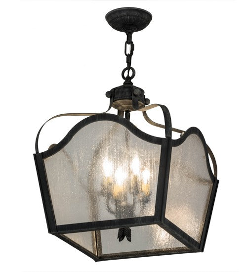 2nd Ave Lighting Terena 15" Square 4 Light Pendant in Antique Iron Gate Finish