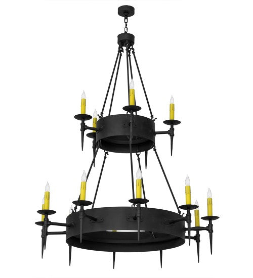 2nd Ave Lighting Thorndike 50" Wide Two Tier 15 Light Chandelier in Costello Black