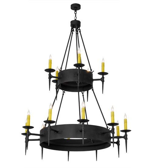 2nd Ave Lighting Thorndike 50" Wide Two Tier 15 Light Chandelier in Costello Black