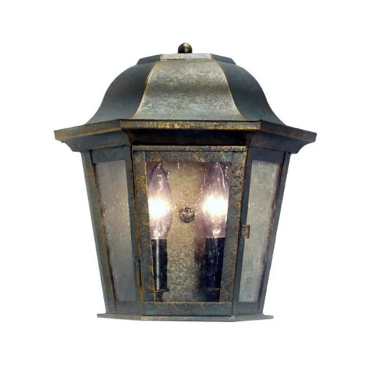 2nd Ave Lighting Tiamo 11" 2-Light LED Clear Seeded Glass Shade Antique Rust Wall Sconce