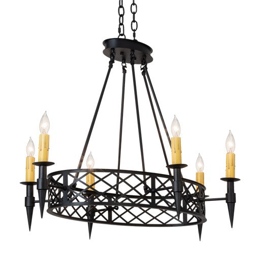 2nd Ave Lighting Topridge 43" Wide 6 Light Chandelier in Textured Black Finish