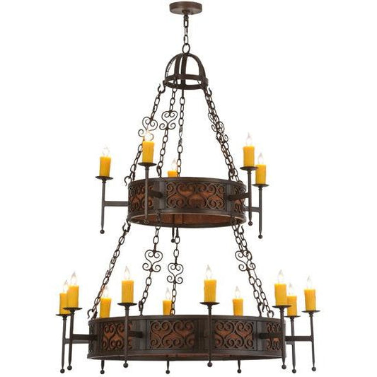 2nd Ave Lighting Toscana 48" Wide 15 LT Two Tier Chandelier in Cafe Noir Natural Rust Finish