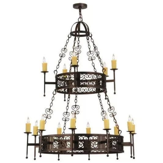 2nd Ave Lighting Toscano 48" 15-Light Two Tier Gilded Tobacco Chandelier