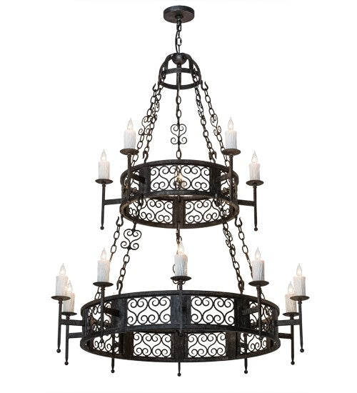 2nd Ave Lighting Toscano 48" Wide Two Tier 15 Light Chandelier in Smoke Finish