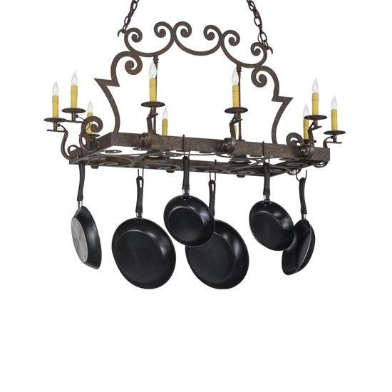 2nd Ave Lighting Tourelle 48" Long 10 LT Pot Rack With Downlights in Gilded Tobacco Finish
