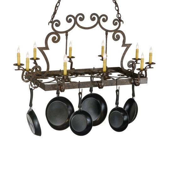 2nd Ave Lighting Tourelle 48" Long 10 LT Pot Rack With Downlights in Gilded Tobacco Finish