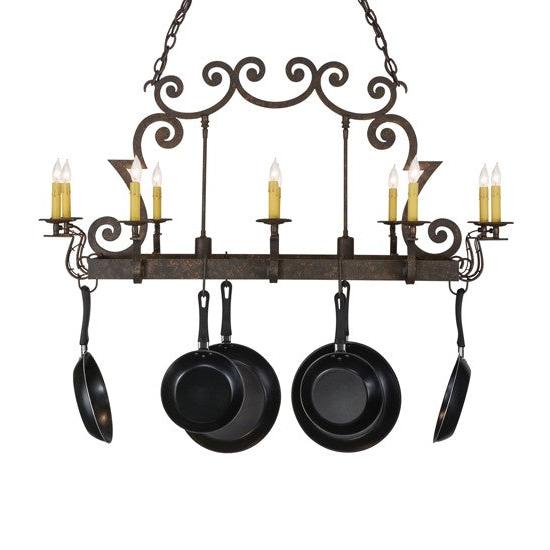 2nd Ave Lighting Tourelle 48" Long 10 LT Pot Rack With Downlights in Gilded Tobacco Finish