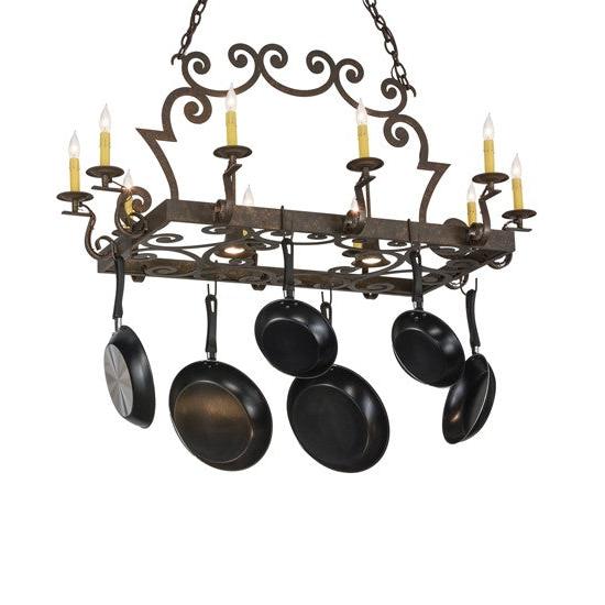2nd Ave Lighting Tourelle 48" Long 10 LT Pot Rack With Downlights in Gilded Tobacco Finish