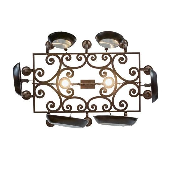 2nd Ave Lighting Tourelle 48" Long 10 LT Pot Rack With Downlights in Gilded Tobacco Finish