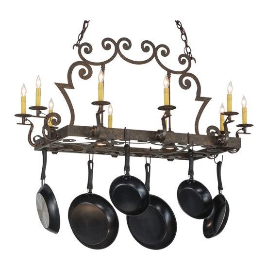 2nd Ave Lighting Tourelle 48" Long 10 LT Pot Rack With Downlights in Gilded Tobacco Finish
