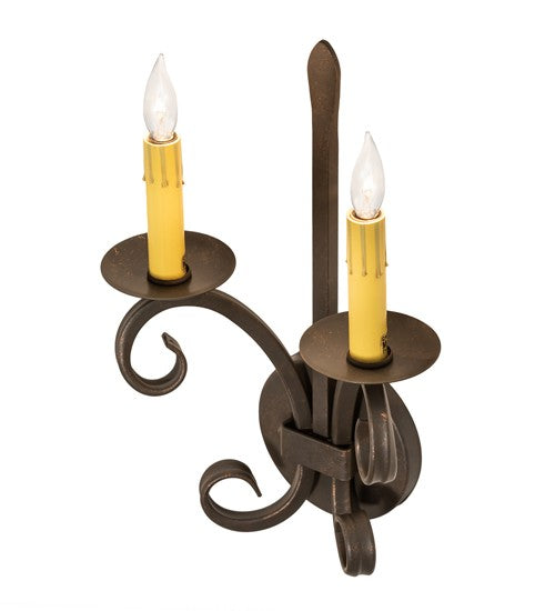 2nd Ave Lighting Valetta 9" Wide 2 Light Wall Sconce in Gilded Tobacco Finish