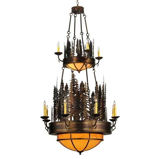 2nd Ave Lighting Walden Pine 40" Wide 14 Light Two Tier Chandelier in Burnished Antique Copper