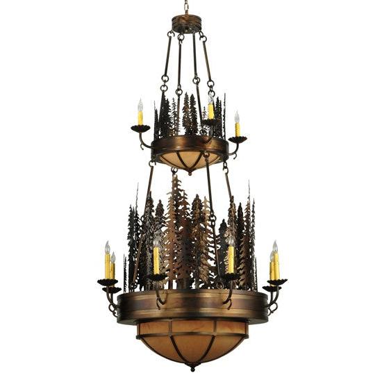 2nd Ave Lighting Walden Pine 40" Wide 14 Light Two Tier Chandelier in Burnished Antique Copper