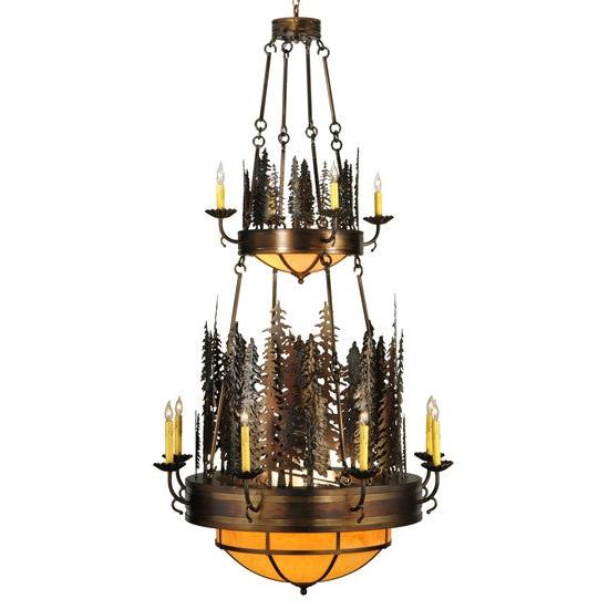 2nd Ave Lighting Walden Pine 40" Wide 14 Light Two Tier Chandelier in Burnished Antique Copper