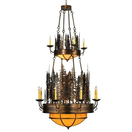 2nd Ave Lighting Walden Pine 40" Wide 14 Light Two Tier Chandelier in Burnished Antique Copper