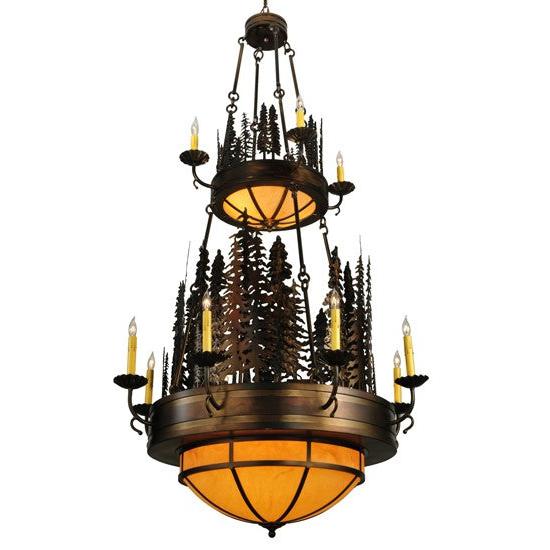 2nd Ave Lighting Walden Pine 40" Wide 14 Light Two Tier Chandelier in Burnished Antique Copper