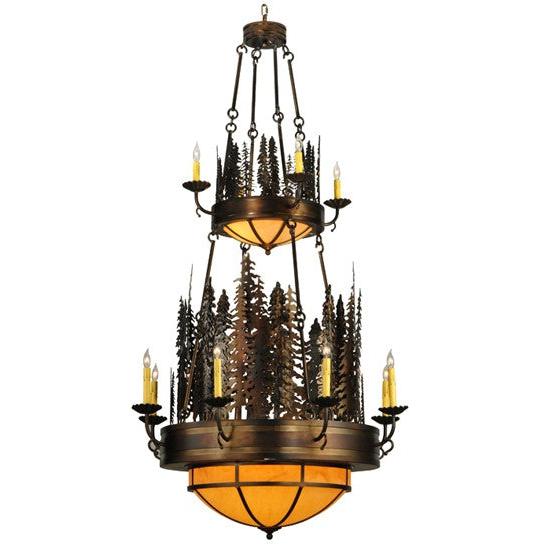 2nd Ave Lighting Walden Pine 40" Wide 14 Light Two Tier Chandelier in Burnished Antique Copper