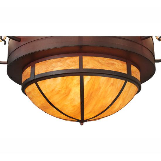 2nd Ave Lighting Walden Pine 54" 12 Ivory Faux Candle Light Beige Leather Shades Rust Over Wrought Iron 2-Tier Chandelier