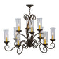 2nd Ave Lighting Wallis 36" 10-Light Clear Glass Hurricane Shade Gilded Tobacco Oblong Chandelier