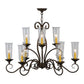 2nd Ave Lighting Wallis 36" 10-Light Clear Glass Hurricane Shade Gilded Tobacco Oblong Chandelier