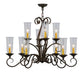 2nd Ave Lighting Wallis 36" 10-Light Clear Glass Hurricane Shade Gilded Tobacco Oblong Chandelier