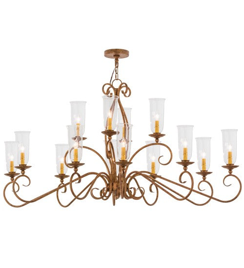 2nd Ave Lighting Wallis 60" Long 14 LT Oblong Chandelier in Autumn Leaf Finish