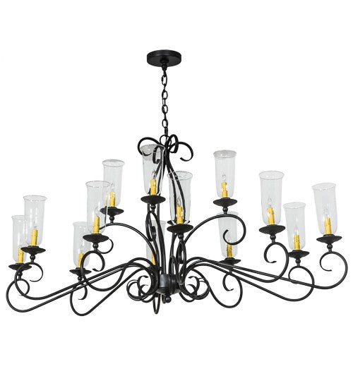 2nd Ave Lighting Wallis 60" Long 14 LT Oblong Chandelier in Blackwash Finish