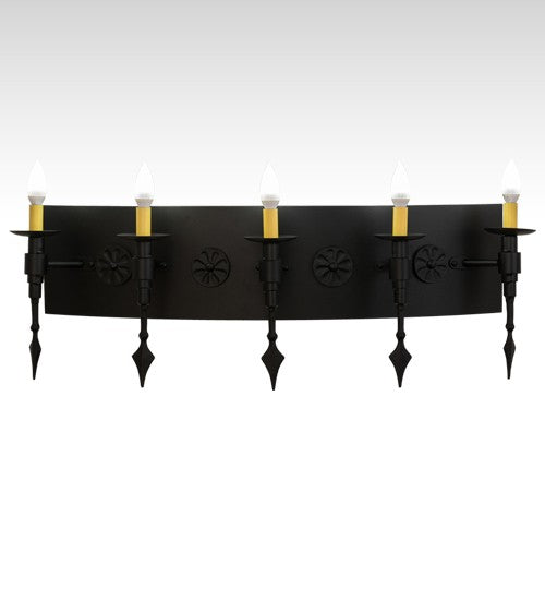 2nd Ave Lighting Warwick 36" Wide 5 Light Wall Sconce in Textured Black Finish