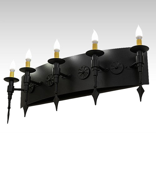 2nd Ave Lighting Warwick 36" Wide 5 Light Wall Sconce in Textured Black Finish