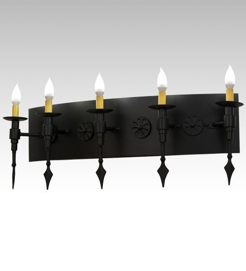 2nd Ave Lighting Warwick 36" Wide 5 Light Wall Sconce in Textured Black Finish