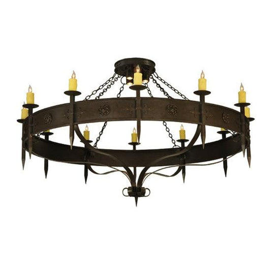 2nd Ave Lighting Warwick 72" 12 LT With Downlights Chandelier in Gilded Tobacco Finish