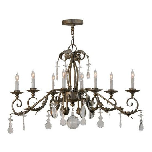 2nd Ave Lighting Windsor 44" Long 8 Light Oblong Chandelier in Antique Silver Finish