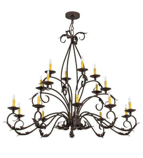 2nd Ave Lighting Windsor 54" Long 18 Light Oblong Chandelier in Cajun Spice Finish