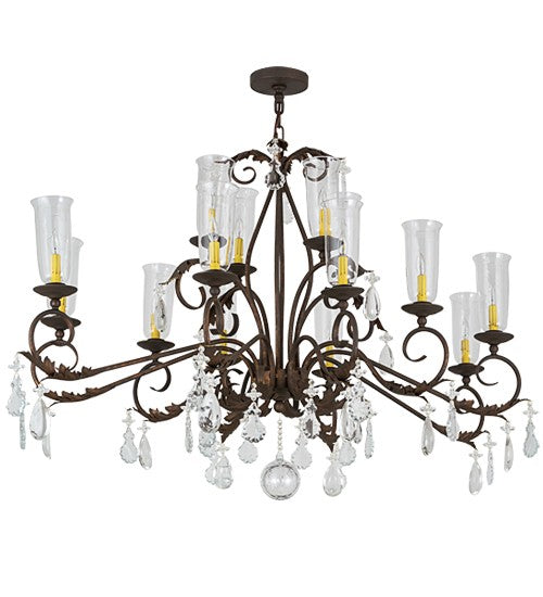 2nd Ave Lighting Windsor 60" Long 14 Light Oblong Chandelier in Gilded Tobacco Finish