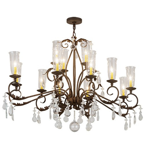 2nd Ave Lighting Windsor 60" Long 14 Light Oblong Chandelier in Gilded Tobacco Finish