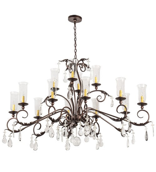 2nd Ave Lighting Windsor 60" Long 14 Light Oblong Chandelier in Mahogany Bronze Finish
