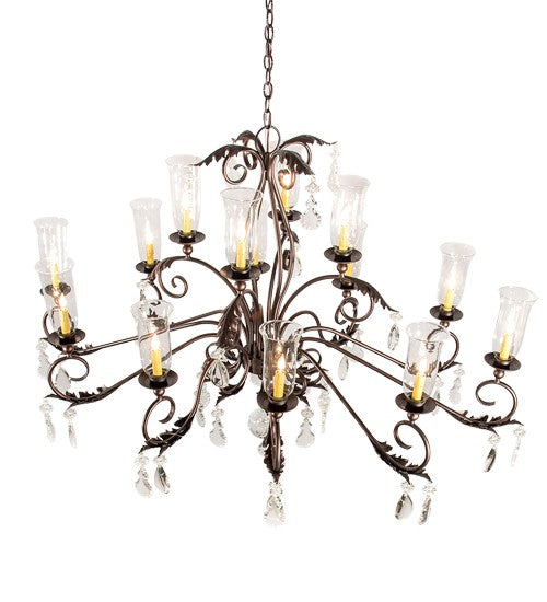 2nd Ave Lighting Windsor 60" Long 14 Light Oblong Chandelier in Mahogany Bronze Finish